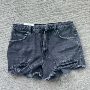 Zara The Cut Off Shorts Denim Washed Black Size 8 / 40 NWT